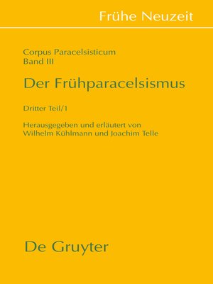 cover image of Der Frühparacelsismus / Teil 3